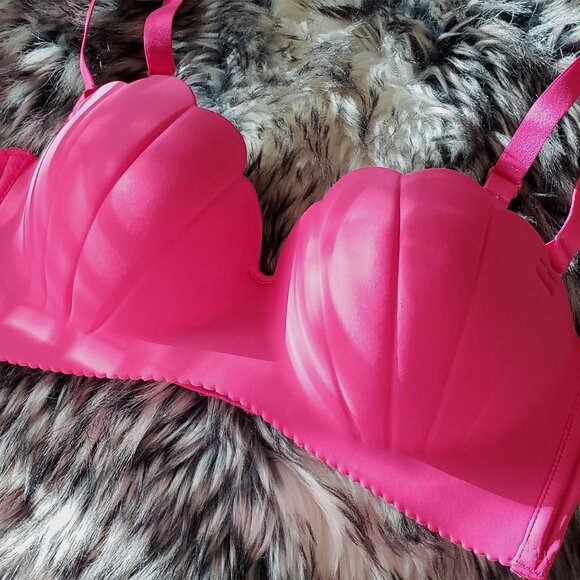 Pink mermaid seashells wireless balconette push-up bra - Picture 2 of 3